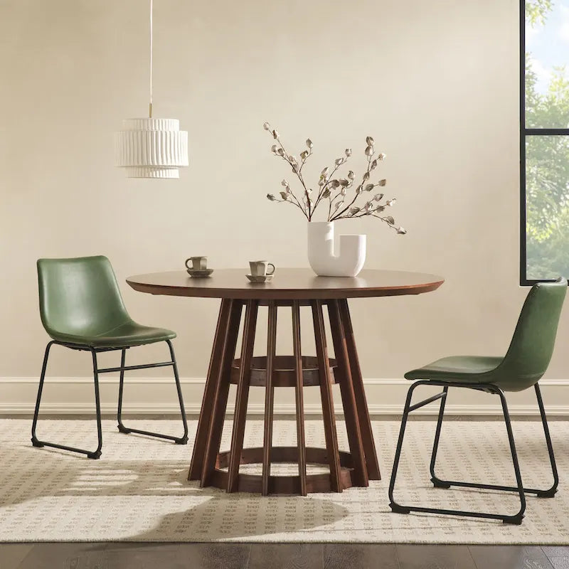  48 inch Round Slatted Wood Dining Table