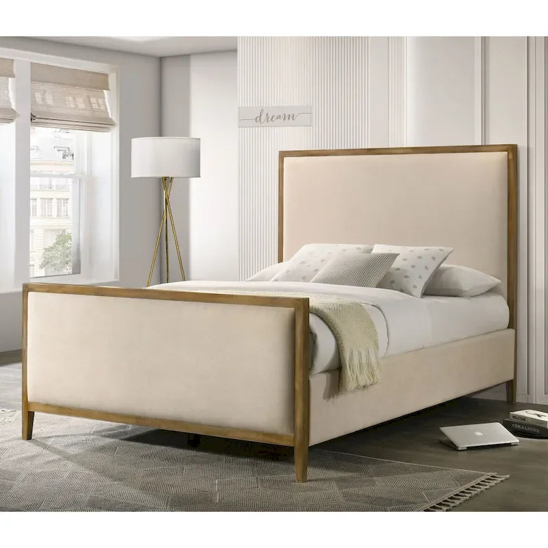  Jennie Modern Natural Oak Wood Platform Bed