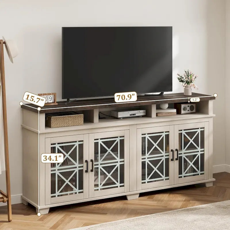 Mobile TV da 80 pollici, mobile TV Mid Century Modern con luci a LED e contenitore - 65 pollici