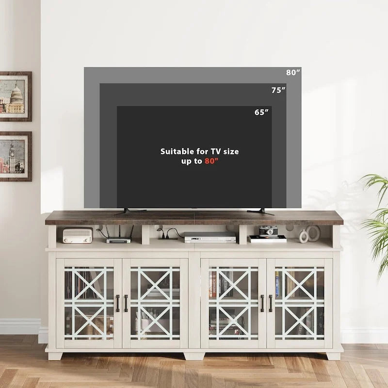 Mobile TV da 80 pollici, mobile TV Mid Century Modern con luci a LED e contenitore - 65 pollici