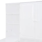 Struttura per letto a giorno in legno con libreria all-in-one, letto a capitano con armadio contenitore, armadio, scrivania laterale e 3 cassetti inferiori