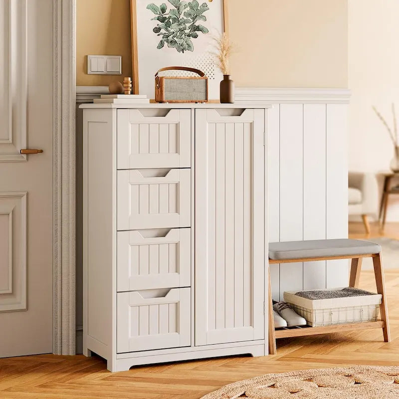 33 Mobiletti Dispensa da Cucina, Armadietto Bagno da Appoggio in Legno con 4 Cassetti per Cucina e Sala da Pranzo
