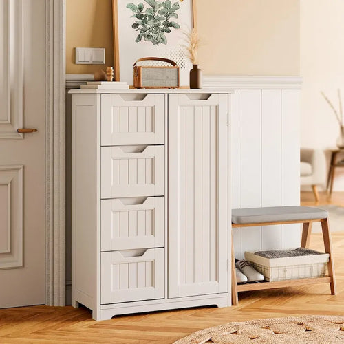 33 Mobiletti Dispensa da Cucina, Armadietto Bagno da Appoggio in Legno con 4 Cassetti per Cucina e Sala da Pranzo