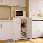 33 Mobiletti Dispensa da Cucina, Armadietto Bagno da Appoggio in Legno con 4 Cassetti per Cucina e Sala da Pranzo