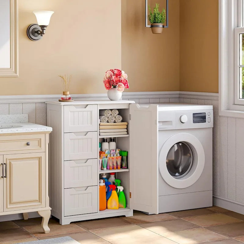 33 Mobiletti Dispensa da Cucina, Armadietto Bagno da Appoggio in Legno con 4 Cassetti per Cucina e Sala da Pranzo