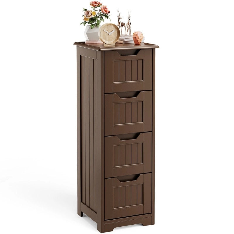 33 Mobiletti Dispensa da Cucina, Armadietto Bagno da Appoggio in Legno con 4 Cassetti per Cucina e Sala da Pranzo