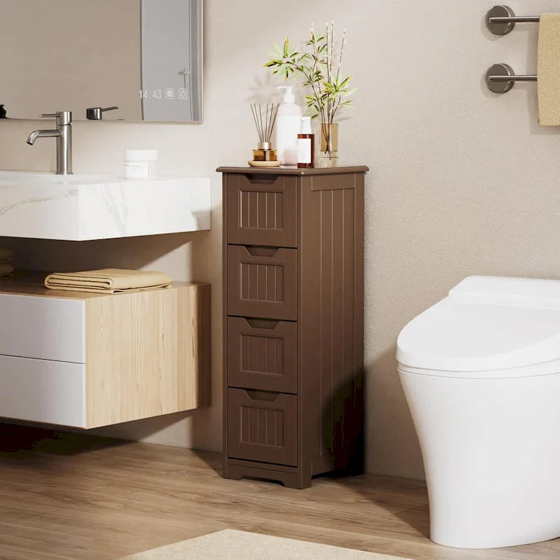 33 Mobiletti Dispensa da Cucina, Armadietto Bagno da Appoggio in Legno con 4 Cassetti per Cucina e Sala da Pranzo