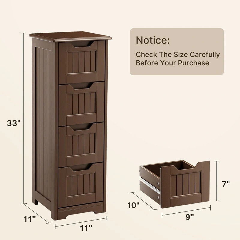 33 Mobiletti Dispensa da Cucina, Armadietto Bagno da Appoggio in Legno con 4 Cassetti per Cucina e Sala da Pranzo