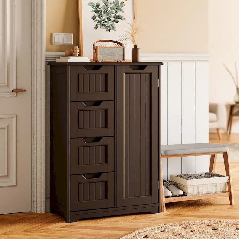 33 Mobiletti Dispensa da Cucina, Armadietto Bagno da Appoggio in Legno con 4 Cassetti per Cucina e Sala da Pranzo