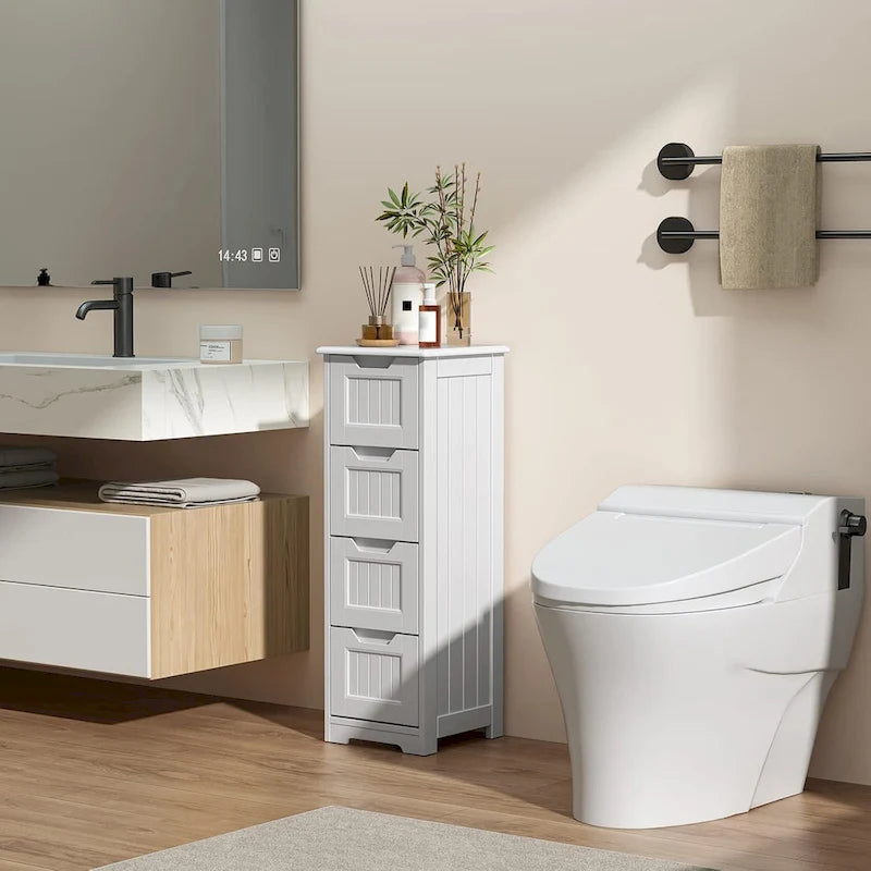 33 Mobiletti Dispensa da Cucina, Armadietto Bagno da Appoggio in Legno con 4 Cassetti per Cucina e Sala da Pranzo