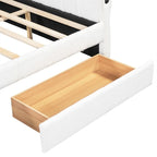 Letto a divano imbottito Queen Size con 2 cassetti portaoggetti, divano letto moderno con porta USB e bracciolo