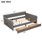 Letto a divano imbottito Queen Size con 2 cassetti portaoggetti, divano letto moderno con porta USB e bracciolo