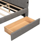Letto a divano imbottito Queen Size con 2 cassetti portaoggetti, divano letto moderno con porta USB e bracciolo