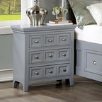 Comodino a 3 cassetti in legno grigio transizionale