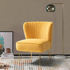 Barto Modern Velvet Tufted Side Chair with Golden Legs by 