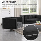 Set moderno di 2 pezzi: poltrona e divano con velluto olandese grigio, gambe in ferro