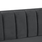 Set moderno di 2 pezzi: poltrona e divano con velluto olandese grigio, gambe in ferro