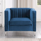 Set moderno di 2 pezzi: poltrona e divano con velluto olandese grigio, gambe in ferro