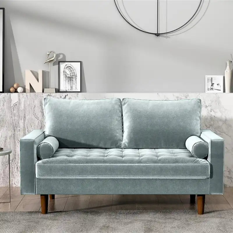 Divanetto trapuntato in velluto modello Luis Mid-century Modern - N/D