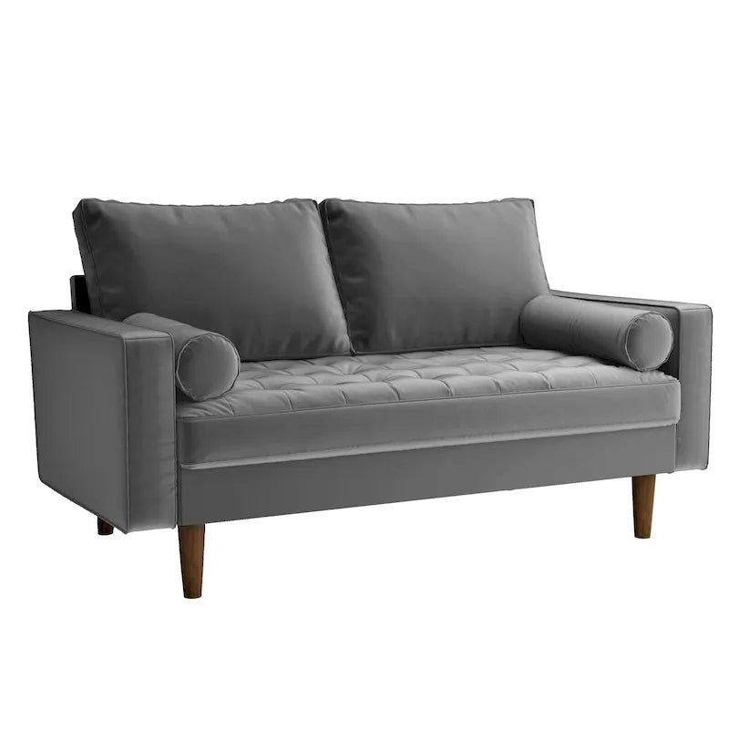 Divanetto trapuntato in velluto modello Luis Mid-century Modern - N/D