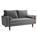 Divanetto trapuntato in velluto modello Luis Mid-century Modern - N/D