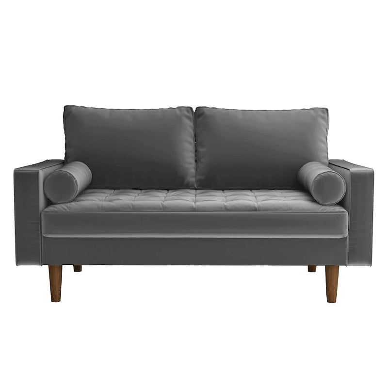 Divanetto trapuntato in velluto modello Luis Mid-century Modern - N/D