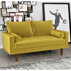 Divanetto trapuntato in velluto modello Luis Mid-century Modern - N/D