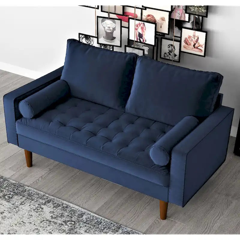 Divanetto trapuntato in velluto modello Luis Mid-century Modern - N/D