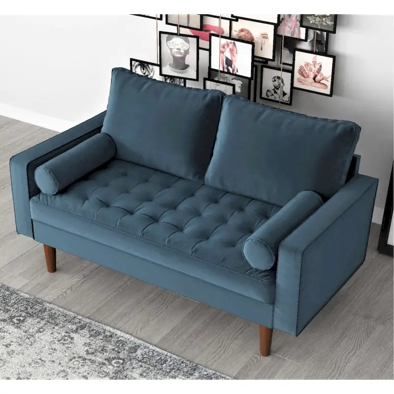 Divanetto trapuntato in velluto modello Luis Mid-century Modern - N/D