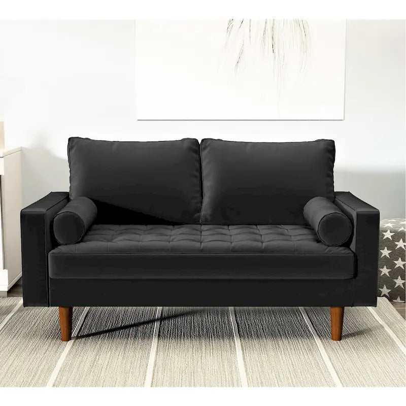 Divanetto trapuntato in velluto modello Luis Mid-century Modern - N/D