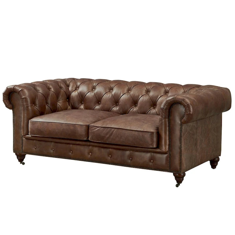Divanetto Century Chesterfield - Pelle Castagno Chiaro