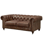 Divanetto Century Chesterfield - Pelle Castagno Chiaro