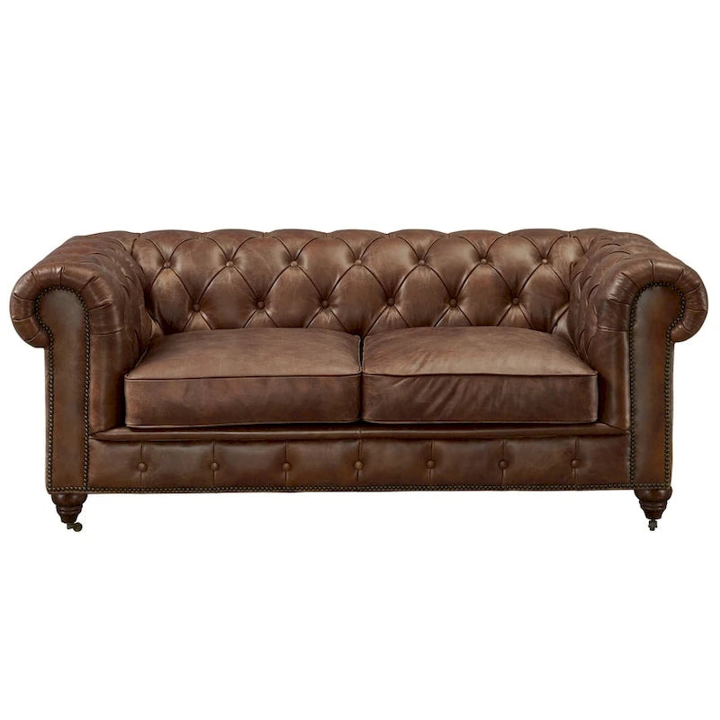 Divanetto Century Chesterfield - Pelle Castagno Chiaro