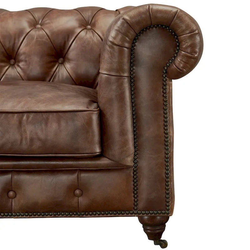 Divanetto Century Chesterfield - Pelle Castagno Chiaro