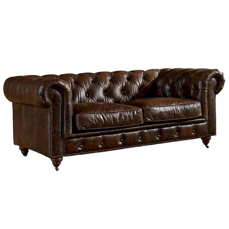 Divanetto Century Chesterfield - Pelle Castagno Chiaro