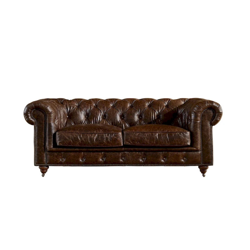 Divanetto Century Chesterfield - Pelle Castagno Chiaro