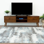 Mobile TV Bruno Mid-Century Modern in Noce con 6 Vani, Porta TV Basso in Legno per Intrattenimento