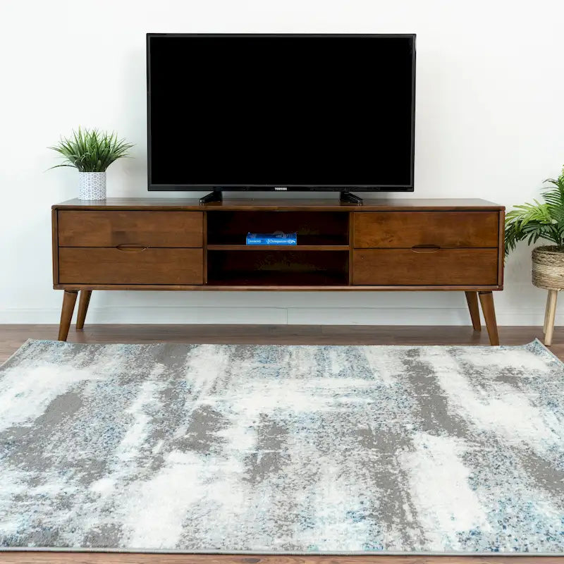 Mobile TV Bruno Mid-Century Modern in Noce con 6 Vani, Porta TV Basso in Legno per Intrattenimento