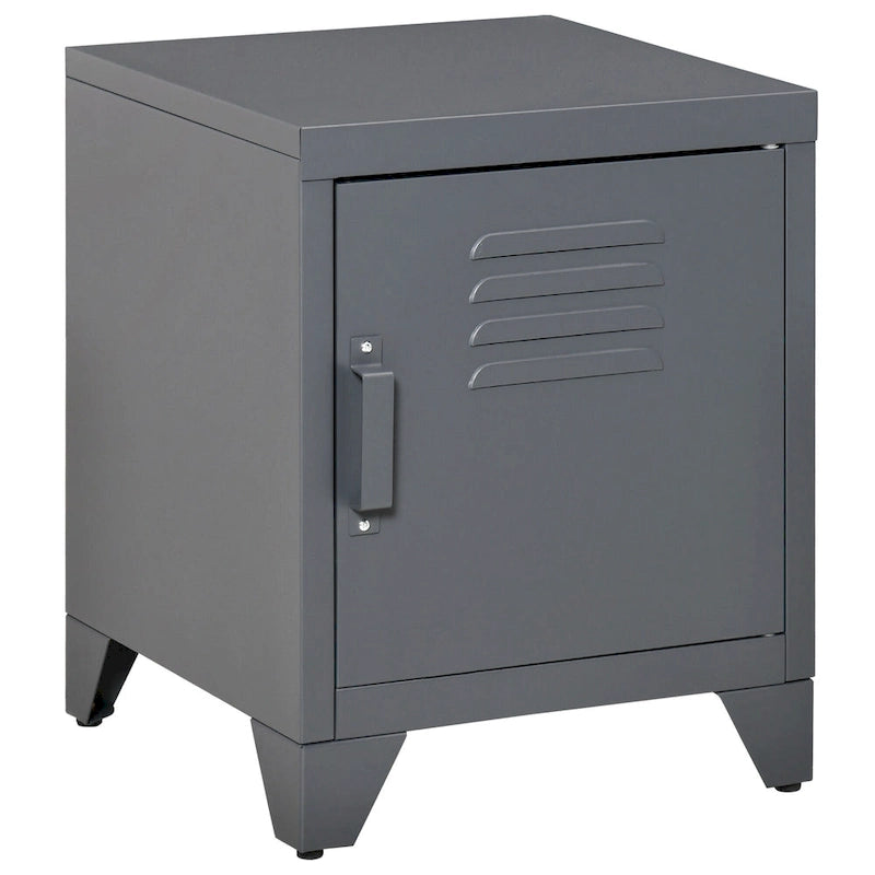 Tavolino da salotto industriale, comodino con anta stile armadietto e ripiano regolabile - 40x40x50 cm