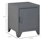 Tavolino da salotto industriale, comodino con anta stile armadietto e ripiano regolabile - 40x40x50 cm