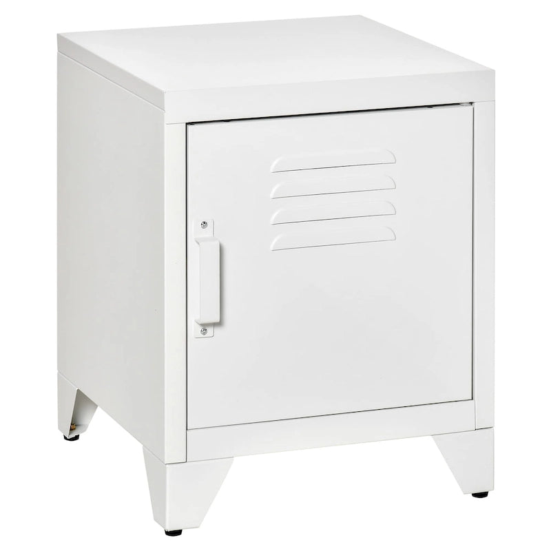 Tavolino da salotto industriale, comodino con anta stile armadietto e ripiano regolabile - 40x40x50 cm