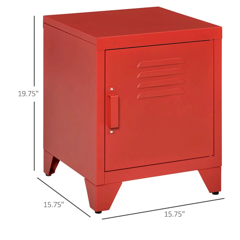 Tavolino da salotto industriale, comodino con anta stile armadietto e ripiano regolabile - 40x40x50 cm