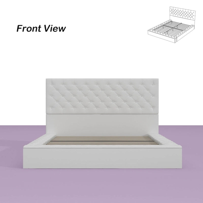 Struttura Letto Matrimoniale/King Size con LED e Testiera Imbottita Arredamento Camera da Letto