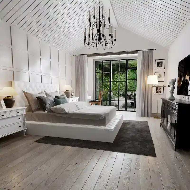 Struttura Letto Matrimoniale/King Size con LED e Testiera Imbottita Arredamento Camera da Letto