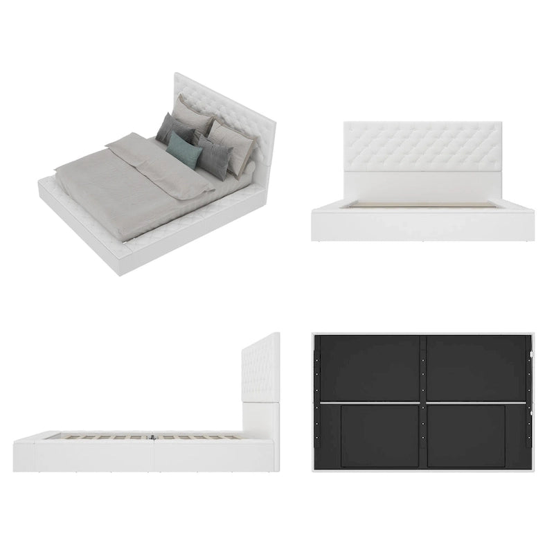Struttura Letto Matrimoniale/King Size con LED e Testiera Imbottita Arredamento Camera da Letto