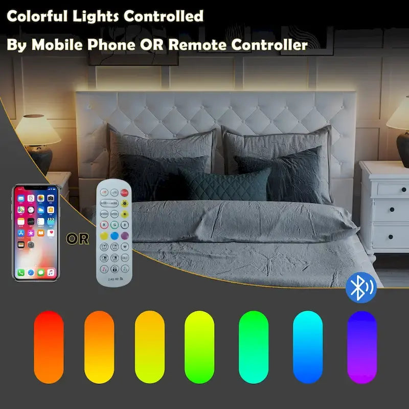 Struttura Letto Matrimoniale/King Size con LED e Testiera Imbottita Arredamento Camera da Letto