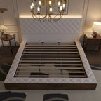Struttura Letto Matrimoniale/King Size con LED e Testiera Imbottita Arredamento Camera da Letto