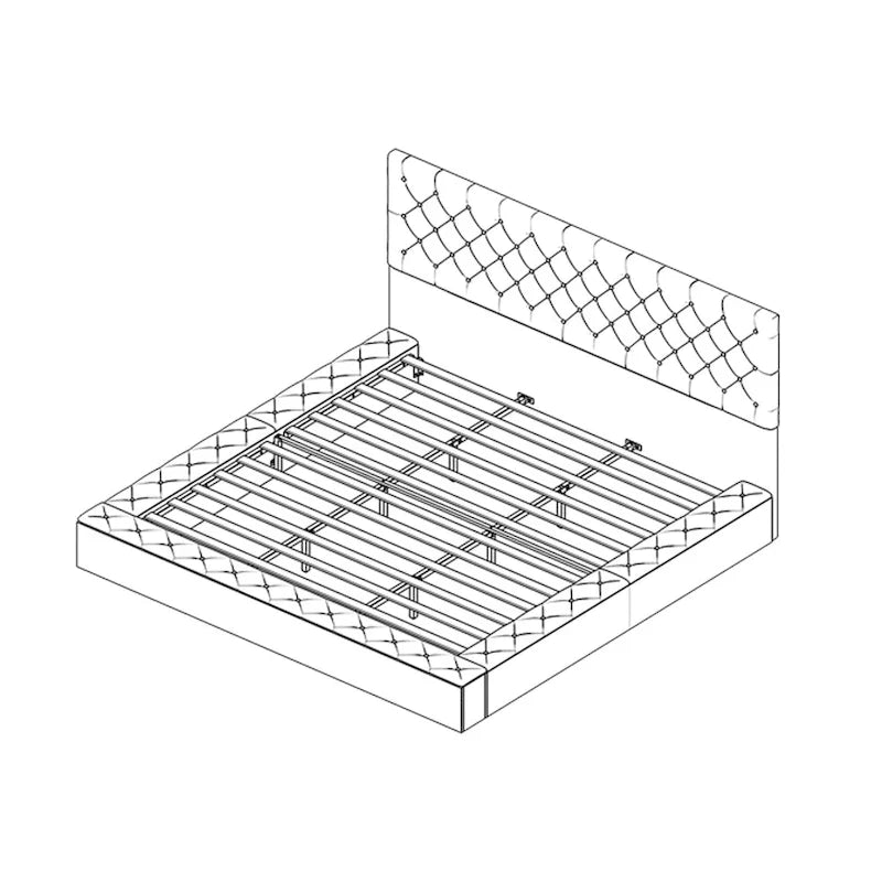 Struttura Letto Matrimoniale/King Size con LED e Testiera Imbottita Arredamento Camera da Letto