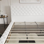 Struttura Letto Matrimoniale/King Size con LED e Testiera Imbottita Arredamento Camera da Letto