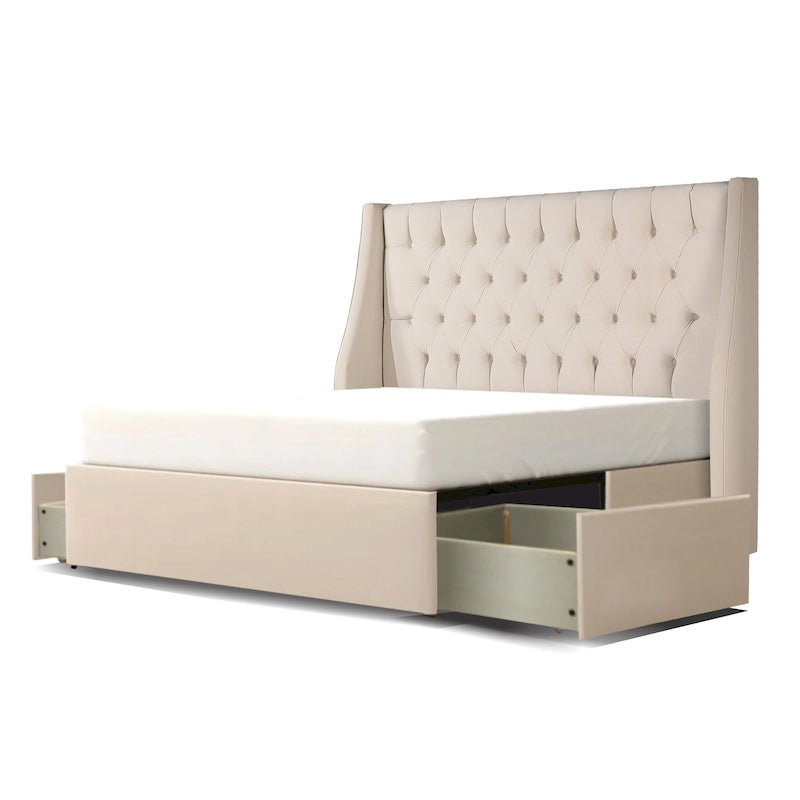 Letto contenitore imbottito a piattaforma Oxford Mammoth con 2 cassetti